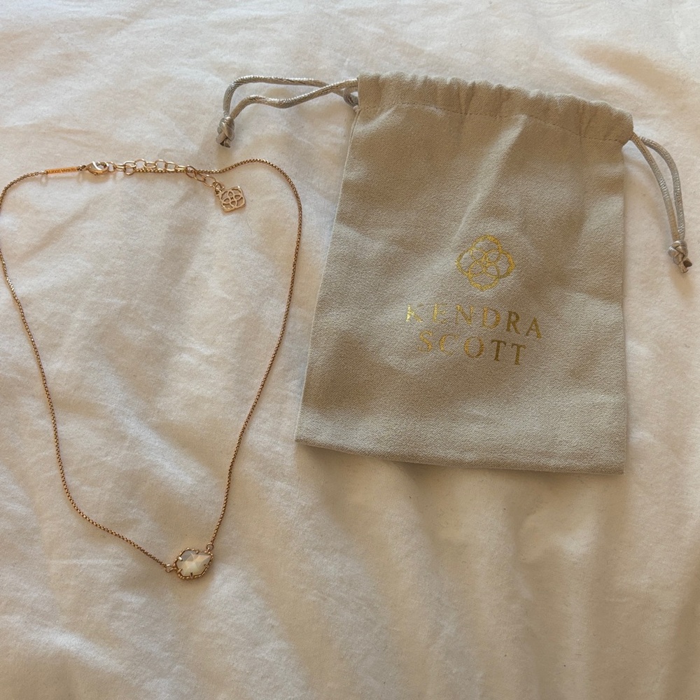 Kendra Scott Rose Gold Necklace with White Stone
